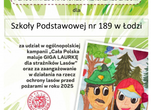 Otrzymaliśmy certyfikat Placówki Edukacyjnej Przyjaznej Lasom
