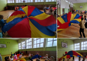 Kolaż zdjeć przedstawiajacy aktywności organizowane dla dzieci podczas Zimowych Półkolonii