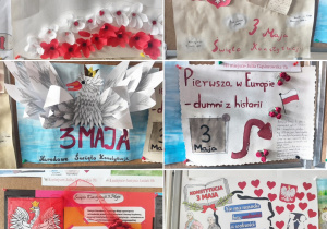 Prace przygotowane na konkurs plastyczny z okazji Święta Konstytucji 3 Maja