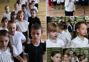 Uczniowie klas I-IV podczas uroczystego apelu