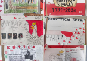 Prace przygotowane na konkurs plastyczny z okazji Święta Konstytucji 3 Maja